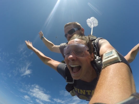 Singer skydiving